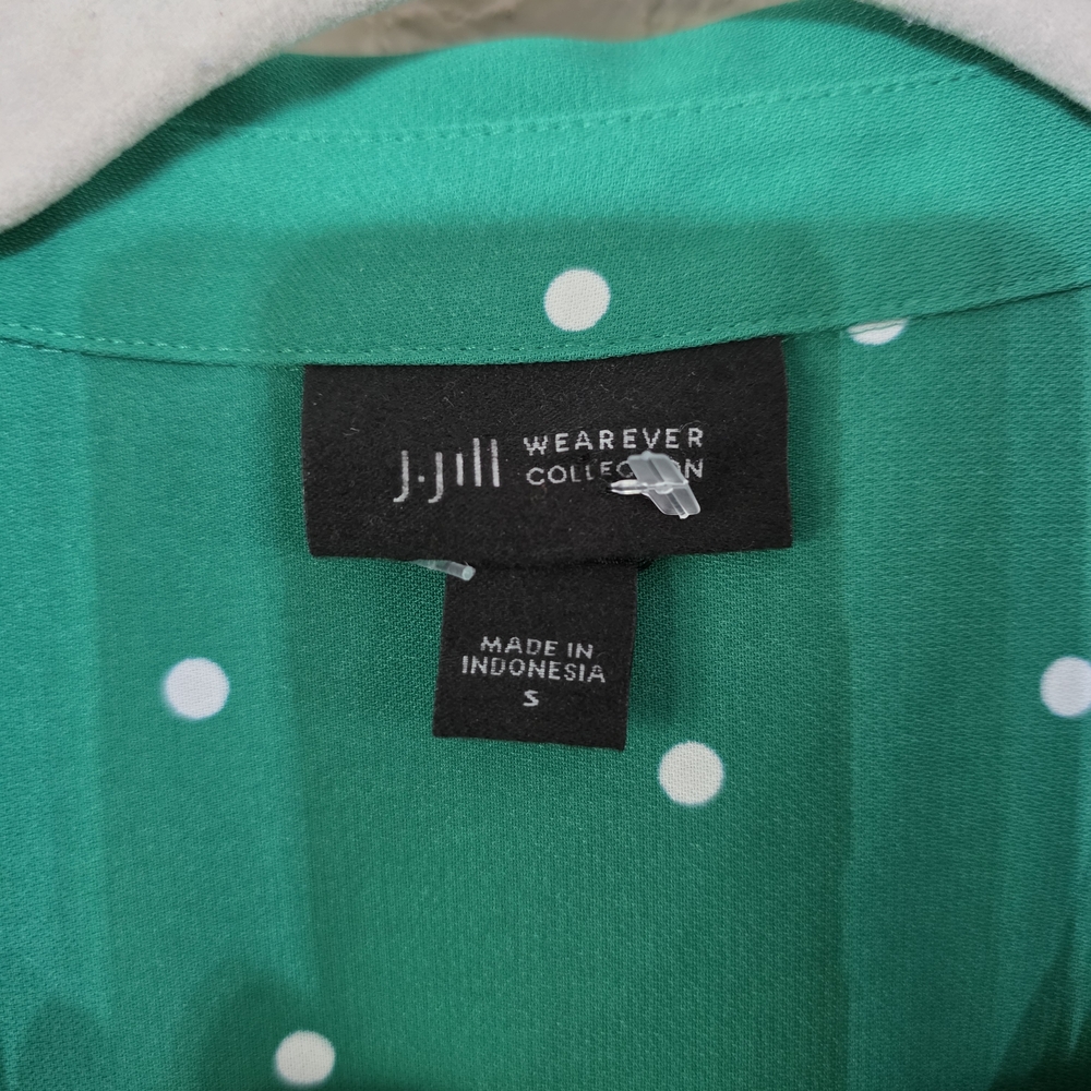 J Jill Green Polka Dot Pleated Dress - Picture 3 of 7